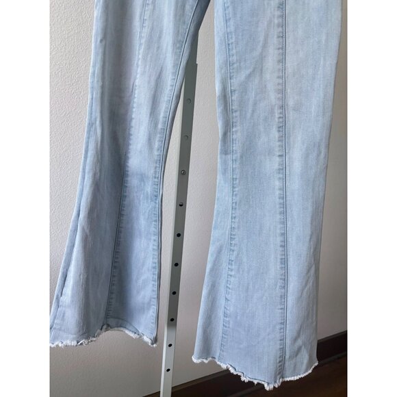 Ashley Mason Jeans 11 Blue Y2K Flare Light Wash High Rise Raw Hem Boho Soft Girl - Picture 3 of 15